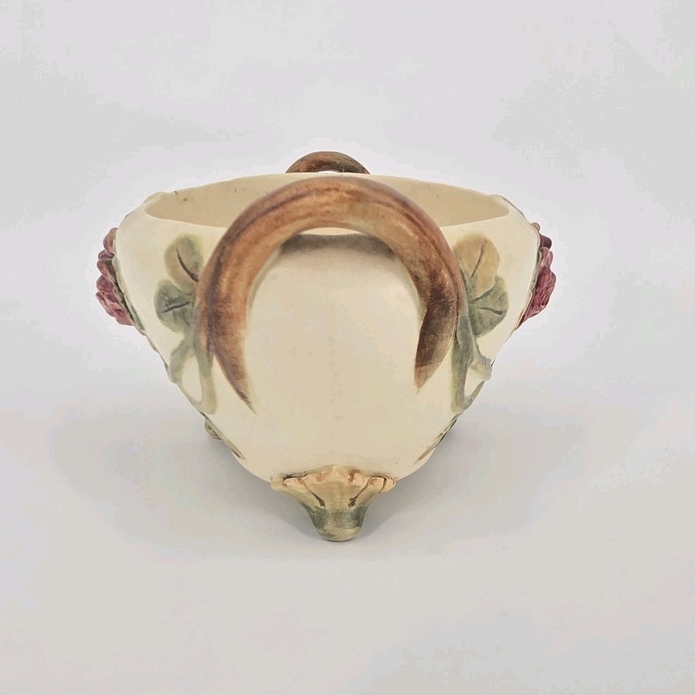 Antique Weller Roma Rose Pottery Oval Console Bowl Planter Applied Roses 11in OH - Picture 5 of 11